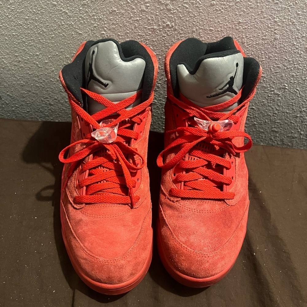 Red Suede High-Top Sneakers Retro 5 Red Suede Nike men size 13 - Picture 5 of 7